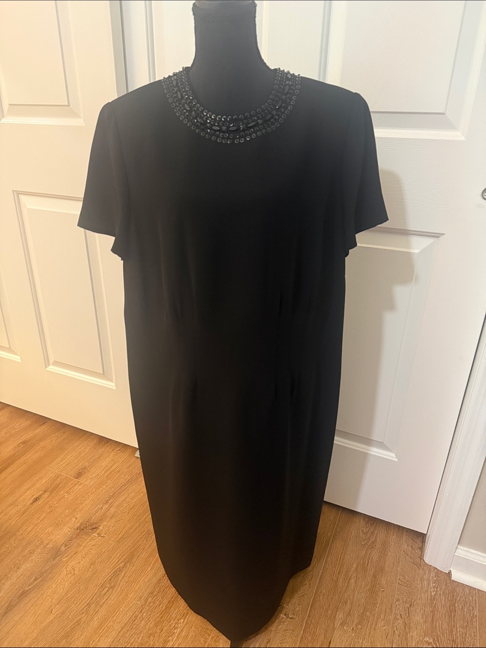 Talbots Women’s Cocktail Semi Formal Dress Sequins Black Wedding Guest LBD 14W